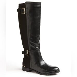 Isaac Mizrahi New York Amit Black Leather Front Riding Boots Size 6M W/ Box